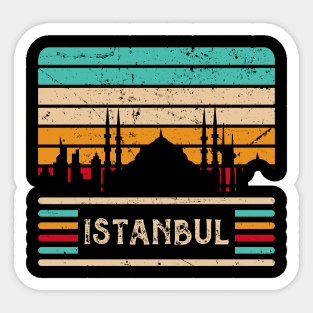 Istanbul Vintage Skyline Sultan Mosque Turkey Sticker